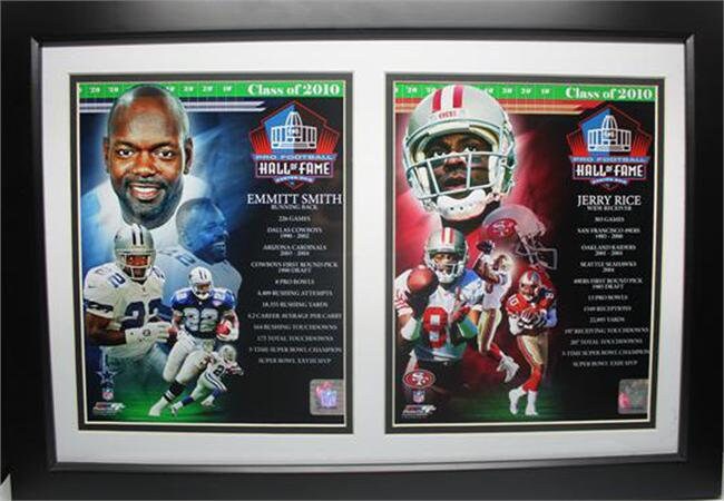 12X18 Double Frame - 2010 Hall of Fame Emmitt Smith and Jerry Rice