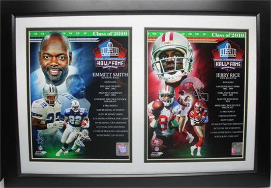 12X18 Double Frame - 2010 Hall of Fame Emmitt Smith and Jerry Rice