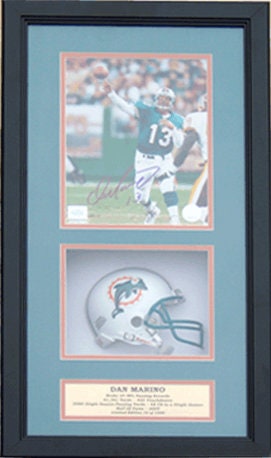 Autographed Shadowbox W/Mini Helmet - Dan Marino Miami Dolphins