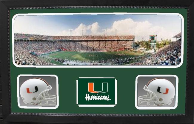 Double Mini Helmet Panoramic Shadowbox - Miami Hurricanes