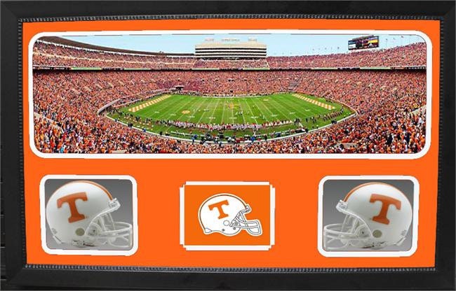Double Mini Helmet Panoramic Shadowbox - Tennessee Volunteers