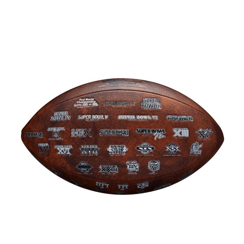 New England Patriots Super Bowl 53 (LIII) Commemorative Football with all 53 Super Bowl Logos
