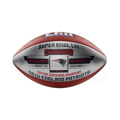 New England Patriots Super Bowl 53 Champions Commemorative Metallic Silver Football