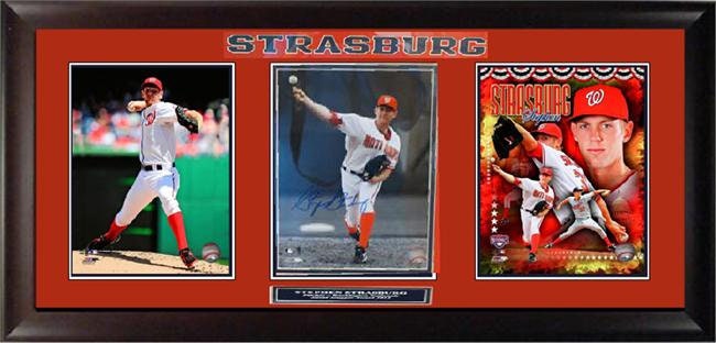 15x35 Three Photo Autographed Frame - Steven Strasburg Washington Nationals