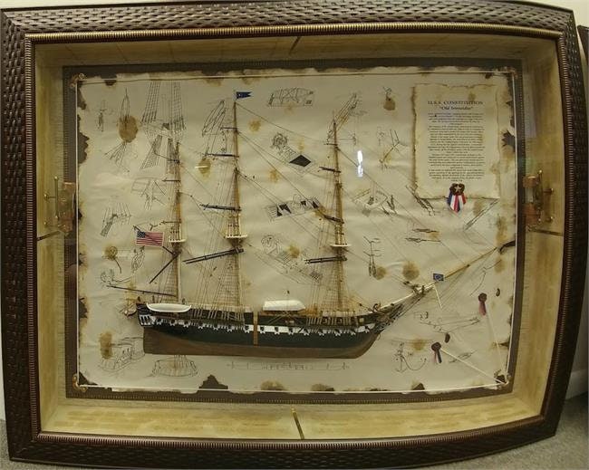 USS Old Ironside Model Ship in a 47x36 Shadowbox Frame