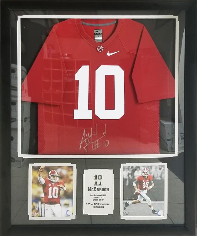 44x36 Framed Autographed Custom Jersey - AJ Mccarron Alabama Crimson Tide