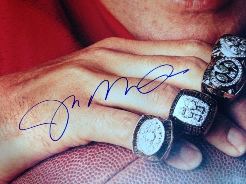 30"x40" Autographed Joe Montana Photo - Rings