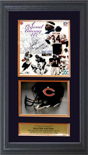 Autographed Shadow Box W/Mini Helmet - Walter Payton Chicago Bears