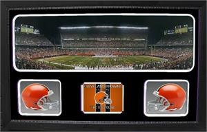 Double Mini Helmet Panoramic Shadowbox - Cleveland Browns