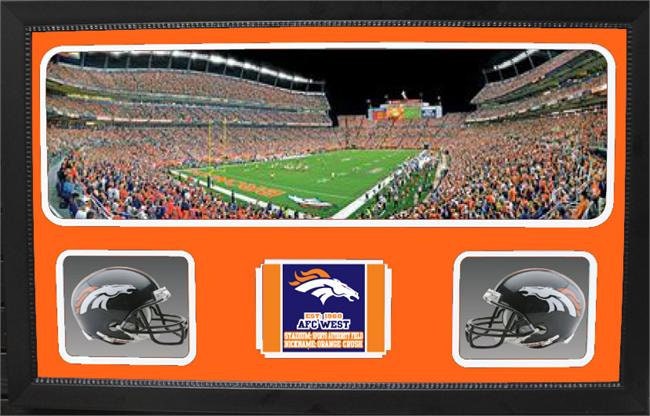 Double Mini Helmet Panoramic Shadowbox - Denver Broncos