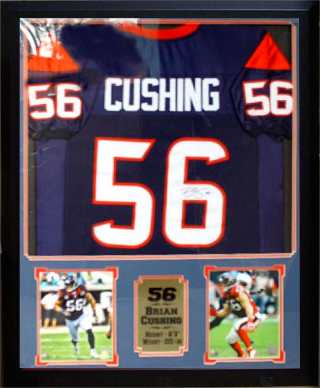 30x34 Framed Autographed Custom Jersey - Brian Cushing Houston Texans