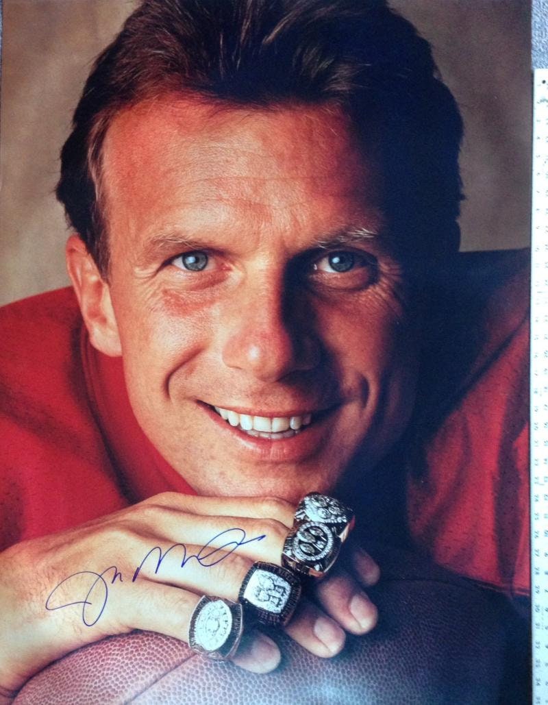 30"x40" Autographed Joe Montana Photo - Rings