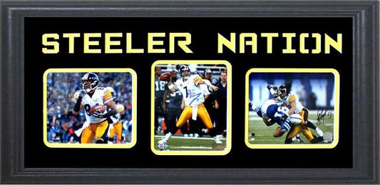 15x35 Three Photo Autographed Frame - Hines Ward/Big Ben Roeth/Troy Polamalu