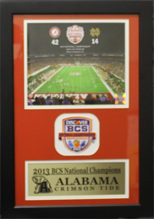 2013 BCS National Champions Alabama Crimson Tide 8x10 photo and BCS Game Patch