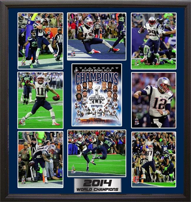 30x34 9 Photo Collage - New England Patriots Super Bowl XLIX Champions