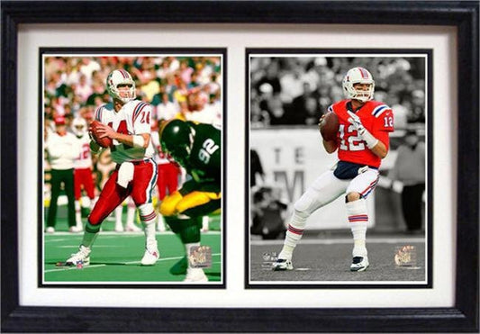 12X18 Double Frame - New England Patriots Then and Now