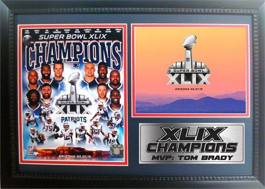 12x18 Photo Stat Frame - Super Bowl XLIX Champions New England Patriots