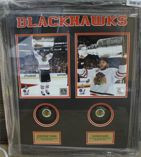 Autographed Shadowbox W/Puck - Chicago Blackhawks Patrick Kane and Jonathan Toews