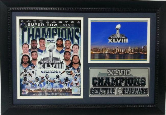 12x18 Photo Stat Frame - Super Bowl XLVIII Champions Seattle Seahawks