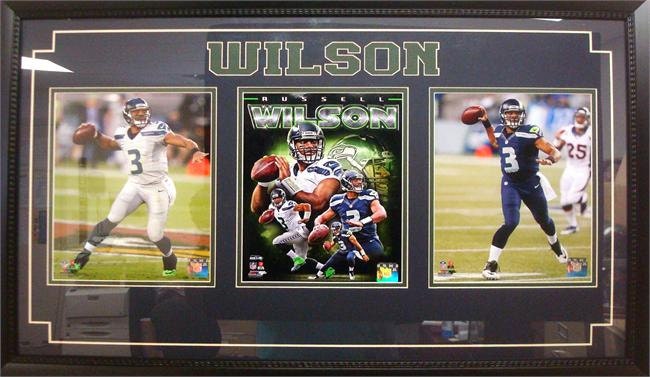 15x35 Three Photo Frame - Russell Wilson Seattle Seahawks