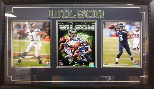 15x35 Three Photo Frame - Russell Wilson Seattle Seahawks