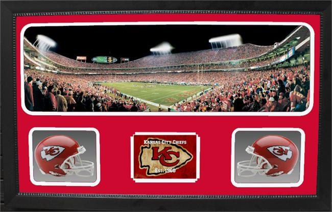Double Mini Helmet Panoramic Shadowbox - Kansas City Chiefs