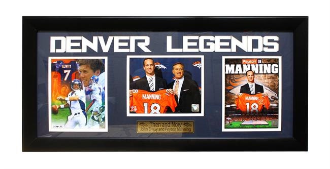 15x35 Three Photo Frame - Denver Broncos Legends Elway and Manning
