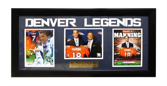 15x35 Three Photo Frame - Denver Broncos Legends Elway and Manning