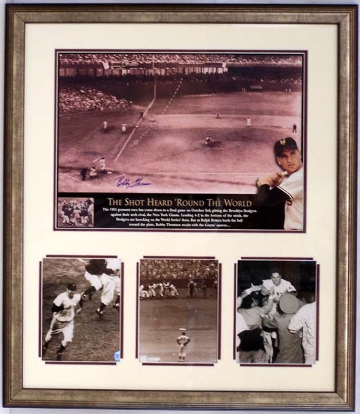 Bobby Thomson "Shot Heard Around the World" - 30x34 Autographed Frame